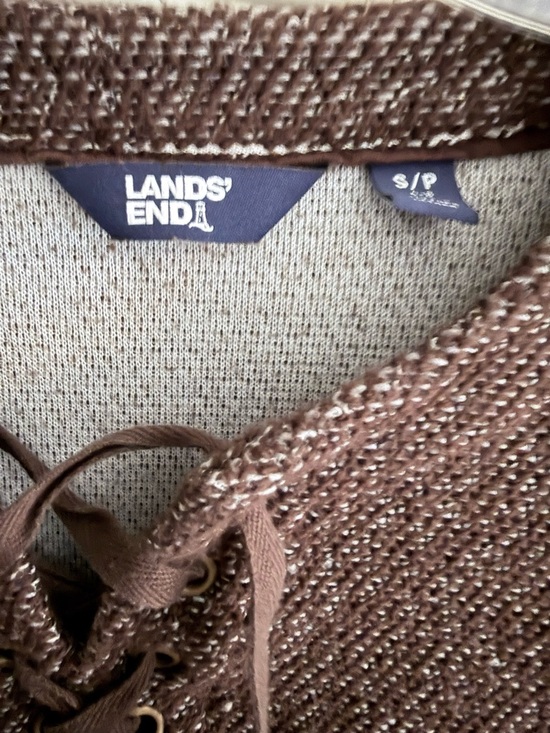 Lands' End Brown Lace-Up Knit Sweater - Picture 3 of 6
